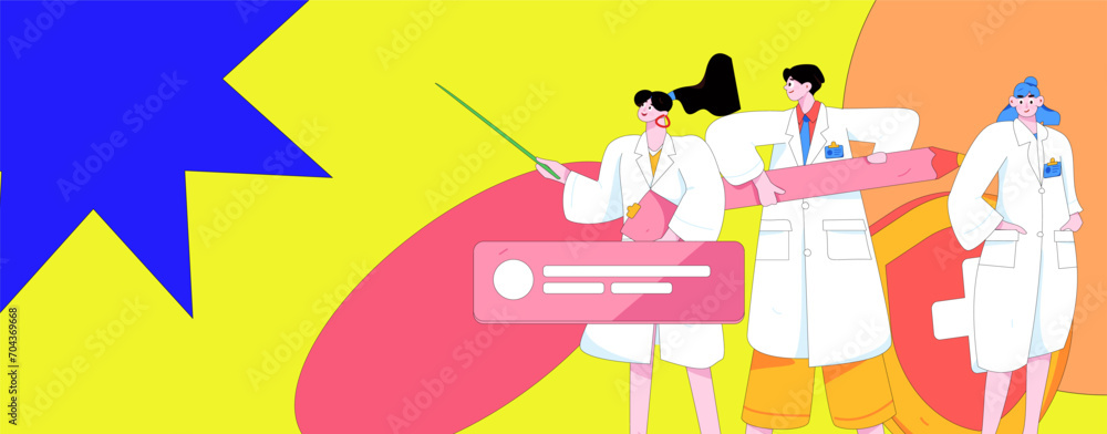 Medical characters fighting the epidemic flat vector concept operation hand drawn illustration
Medical characters fighting the epidemic flat vector concept operation hand drawn illustration