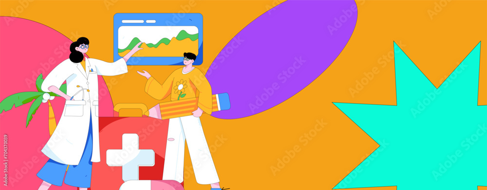 Naklejka premium Medical characters fighting the epidemic flat vector concept operation hand drawn illustration 