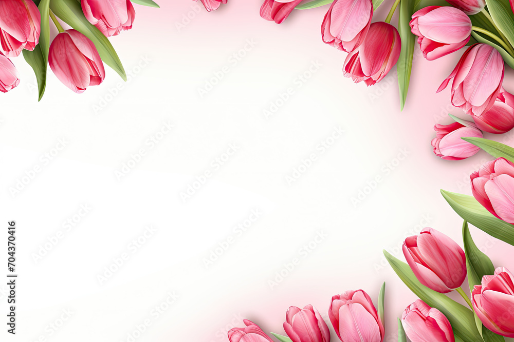 Romantic Tulip Valentine's Banner, Elegant Floral Design with Space for Text, Perfect for Love Messages and Greetings, High-Quality Valentines Day Background