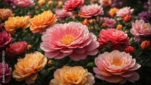 spring with a photo showcasing vibrant flowers in full bloom highlight the array of colors and the delicate details of petals, conveying the renewal and freshness of the season.