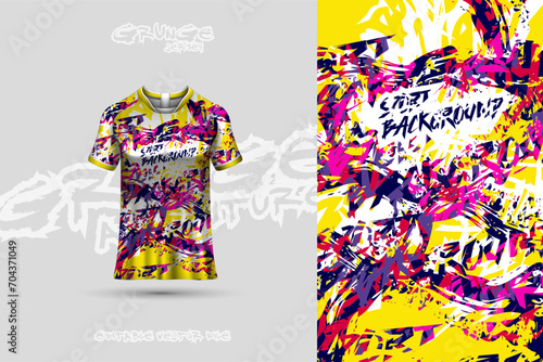 A close up of a t-shirt with graffiti on it. This edgy and urban design asset is perfect for streetwear fashion brands and youth-oriented marketing materials.