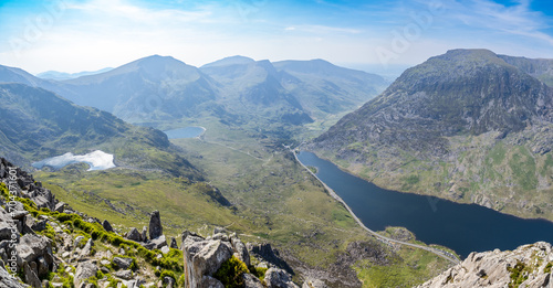 Llyn Ogwen and Llyn Bochlwyd lakes in Ogwen Valley, Wales photo