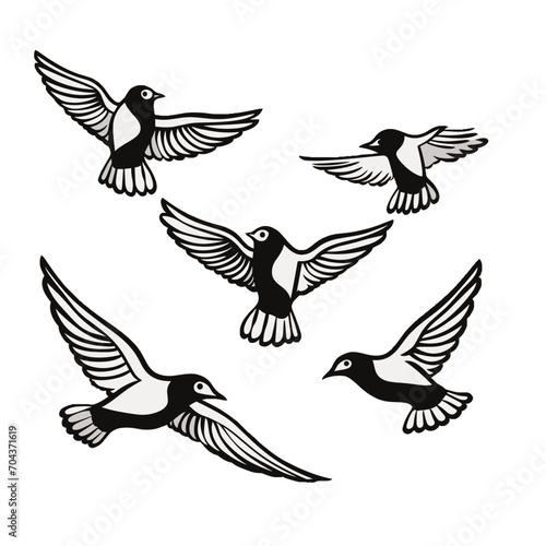 stilisierte Vogelschwarm im Flug vektor