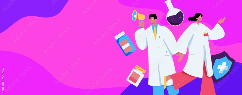 Medical characters fighting the epidemic flat vector concept operation hand drawn illustration
Medical characters fighting the epidemic flat vector concept operation hand drawn illustration