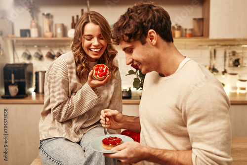 Valentine's Day. Couple in love at home.