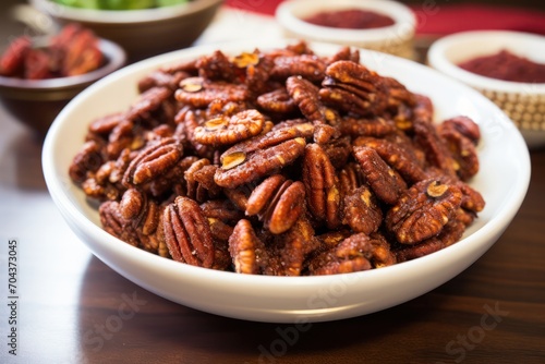 spice candied pecan nuts party vegan protein appetizer