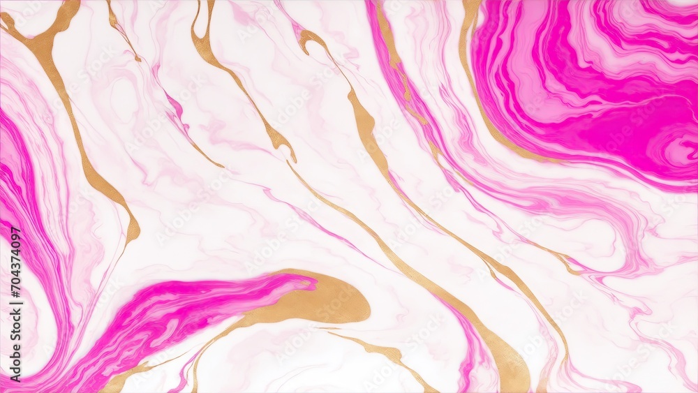 Abstract Pink, white and gold swirls marble ink painted texture luxury background