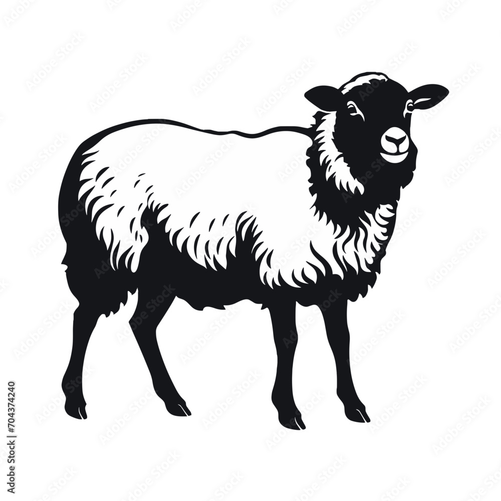 Fototapeta premium Schwarze Silhouette eines Schafs vektor