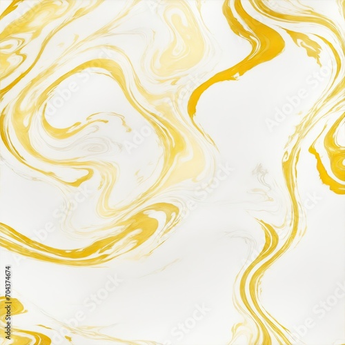 Abstract Yellow, white and gold swirls marble ink painted texture luxury background