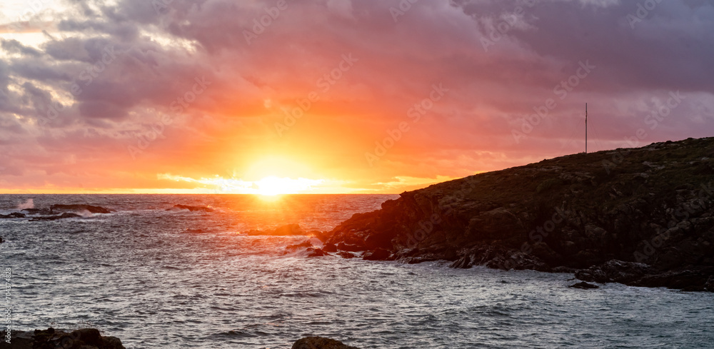 Sunset over the sea  on the ilse of anglesey