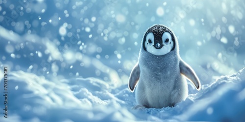 Antarctica, Snow Hill. Portrait of a penguin chick photo