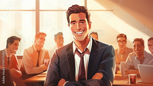 Mature Businessman Leading a Successful Corporate Meeting with Confidence and Teamwork