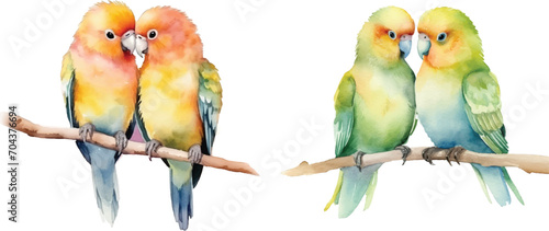 cute Watercolor A pair of Lovebirds