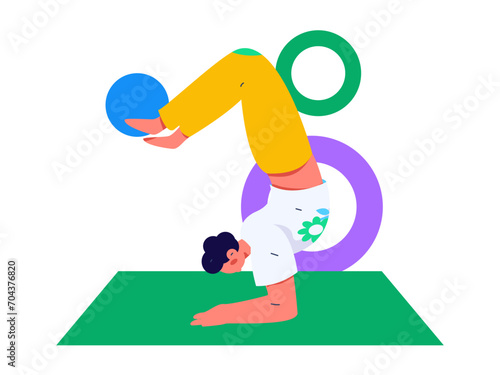 Practicing yoga, physical and mental health, flat vector character concept, operation hand drawn illustration
