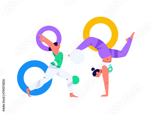 Practicing yoga, physical and mental health, flat vector character concept, operation hand drawn illustration
