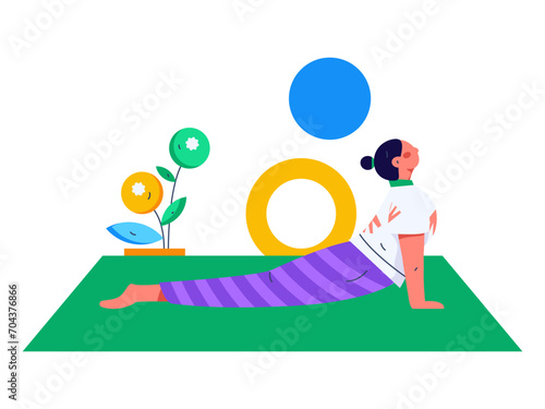 Practicing yoga, physical and mental health, flat vector character concept, operation hand drawn illustration
