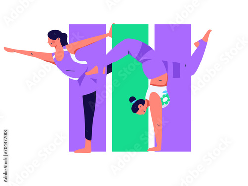 Practicing yoga, physical and mental health, flat vector character concept, operation hand drawn illustration
