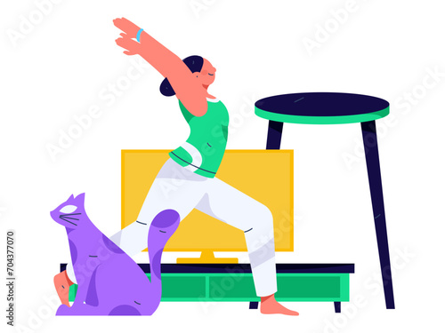Practicing yoga, physical and mental health, flat vector character concept, operation hand drawn illustration
