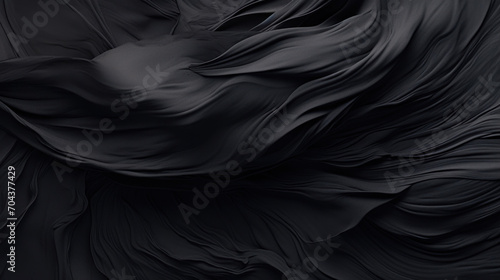 Smooth and luxurious black silk fabric with a delicate draping effect, creating an elegant and sophisticated background.
