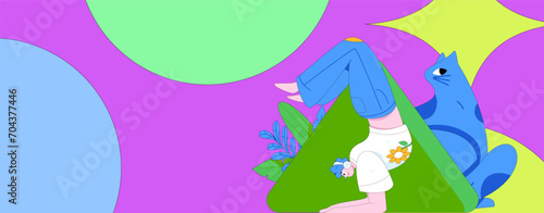 Practicing yoga, physical and mental health, flat vector character concept, operation hand drawn illustration

