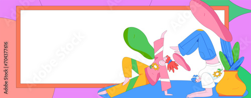 Practicing yoga, physical and mental health, flat vector character concept, operation hand drawn illustration
