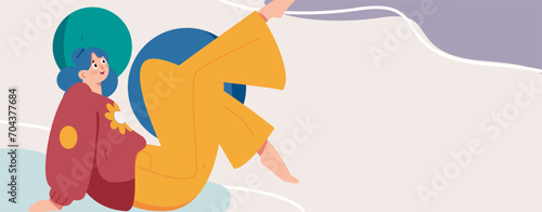 Practicing yoga, physical and mental health, flat vector character concept, operation hand drawn illustration
