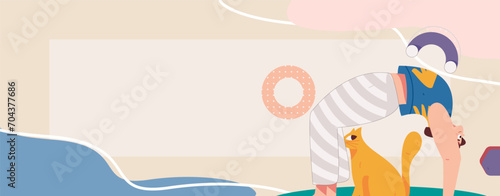 Practicing yoga, physical and mental health, flat vector character concept, operation hand drawn illustration
