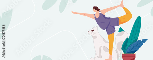 Practicing yoga, physical and mental health, flat vector character concept, operation hand drawn illustration
