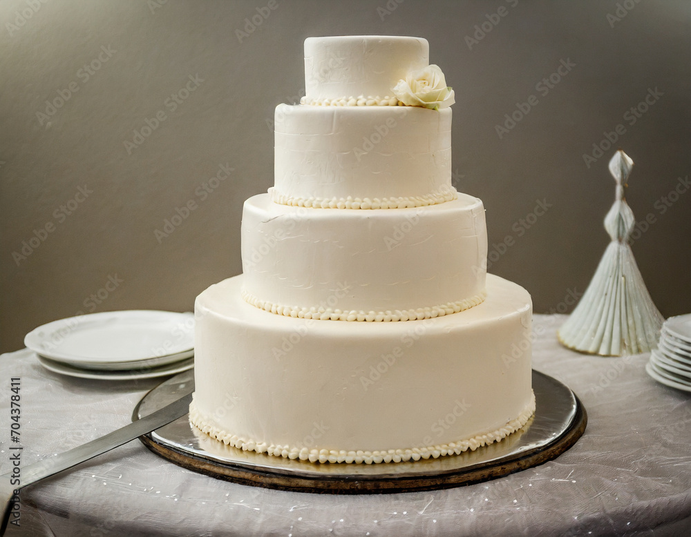 Blank white cream wedding cake decoration template