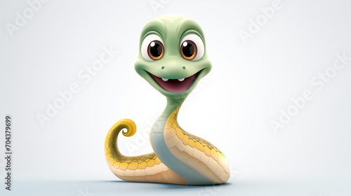3D cartoon animate of baby snake in white background © Surasri