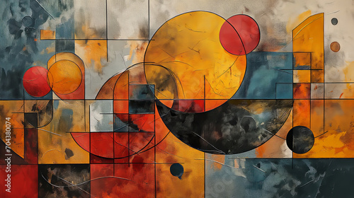 Fototapeta Naklejka Na Ścianę i Meble -  Abstract multicolor painting wtih grunge texture on canvas. Artwork mix brush stroke, splash color and oil, acrylic paint element. Modern contemporary art  for wallpaper background, generative AI