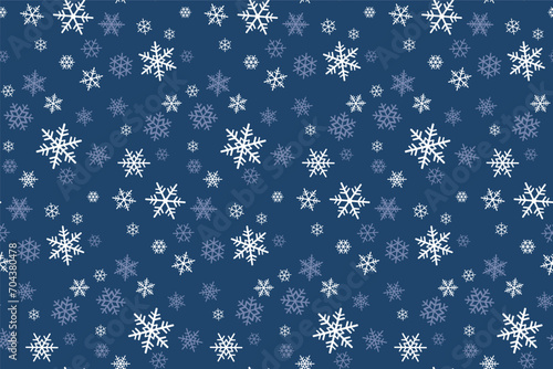 Seamles Snowflake Pattern On Dark Blue Background. Vector Editable.