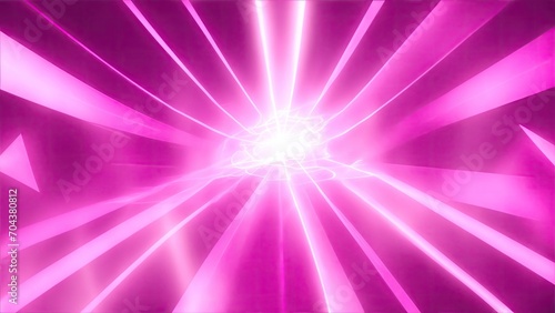 Pink light rays with geometric shapes background