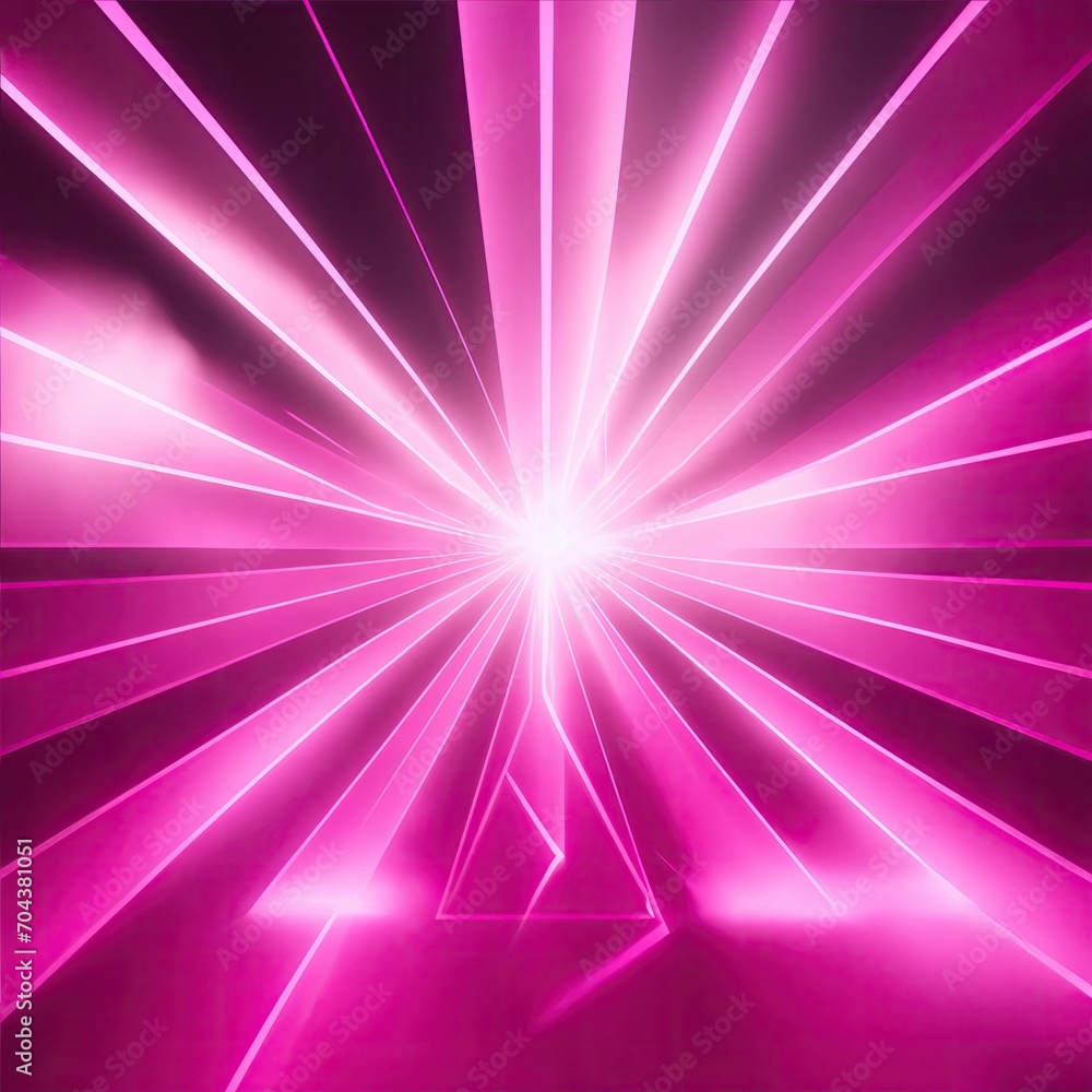 Pink light rays with geometric shapes background Pink light rays with geometric shapes background