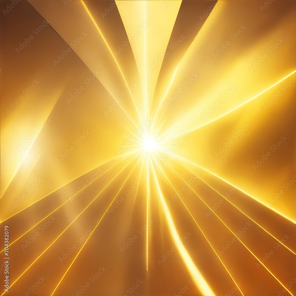 Yellow and Golden light rays with geometric shapes Background