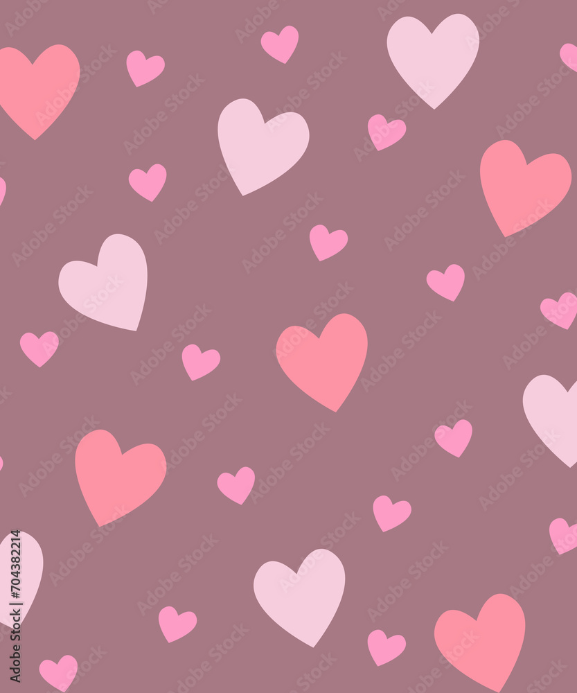 Beautiful dark pink background with romantic pink hearts.