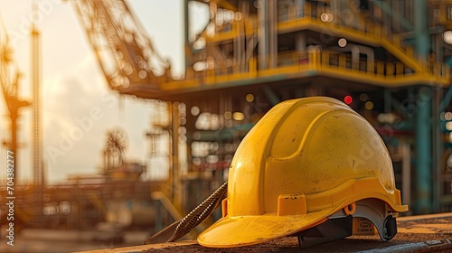 Hard hat that is safety equipment in oilfield  photo