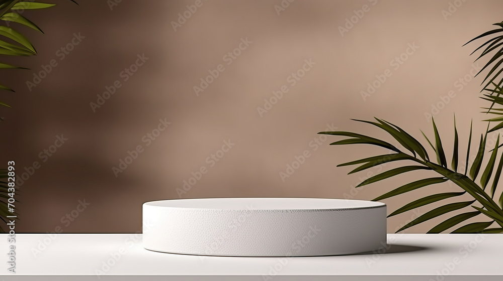 minimal white podium display for cosmetic product presentation, pedestal or platform background minimal white podium display for cosmetic product presentation, pedestal or platform background