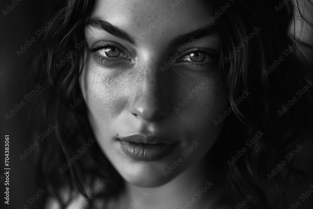 Medium Shot of Woman with Pretty Face, Light Skin, Dark Hair, and a Smirk Medium Shot of Woman with Pretty Face, Light Skin, Dark Hair, and a Smirk