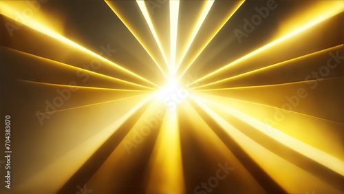 Yellow light rays with geometric shapes background