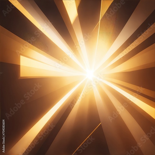 Golden light rays with geometric shapes Background