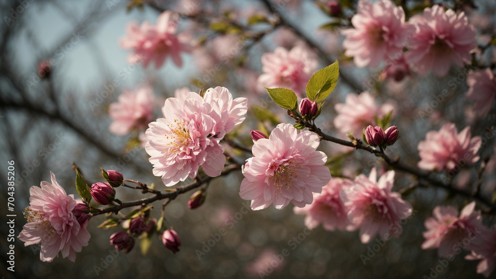 a photo that captures the subtle signs of spring, such as buds on trees, emerging leaves, or a gentle breeze rustling through blossoming branches a photo that captures the subtle signs of spring, such as buds on trees, emerging leaves, or a gentle breeze rustling through blossoming branches