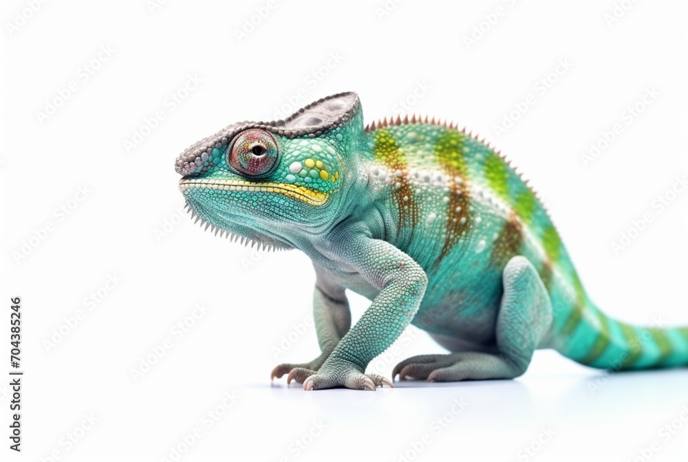 chameleon isolated on white background. generative ai