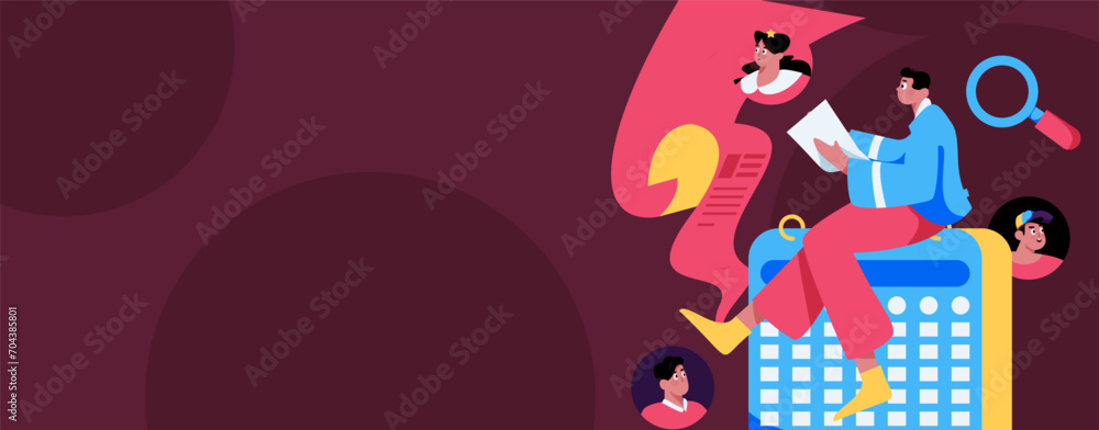 Fototapeta premium Personnel doing job interview flat vector concept operation hand drawn illustration 