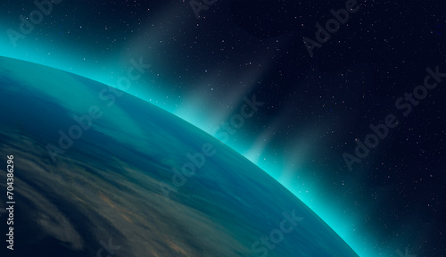 Fototapeta Naklejka Na Ścianę i Meble -  Northern lights aurora borealis over planet Earth 