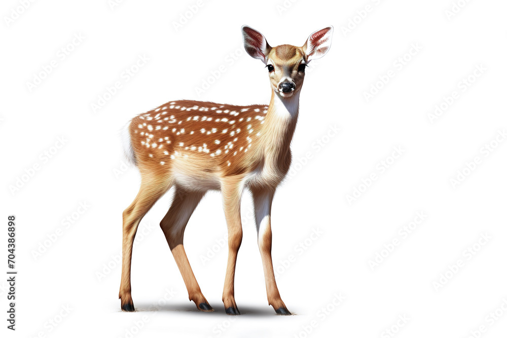 Image of a spotted deer on white background. Mammals. Wildlife Animals. Ai. Image of a spotted deer on white background. Mammals. Wildlife Animals. Ai.