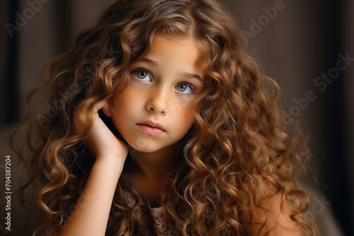 The curly-haired six-year-old girl, in a dramatic close-up, showed a face of apprehensive beauty, her eyes filled with uncertainty