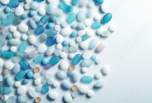 Floating Pills, A Multitude of Medications Suspended in Mid-Air