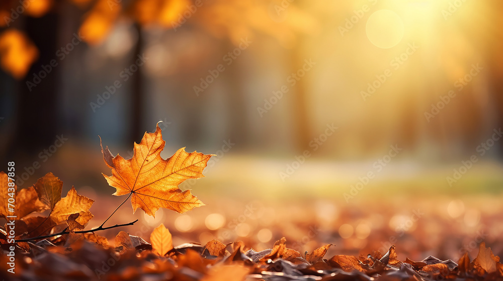 art autumn sunny nature background with blurry sunlight