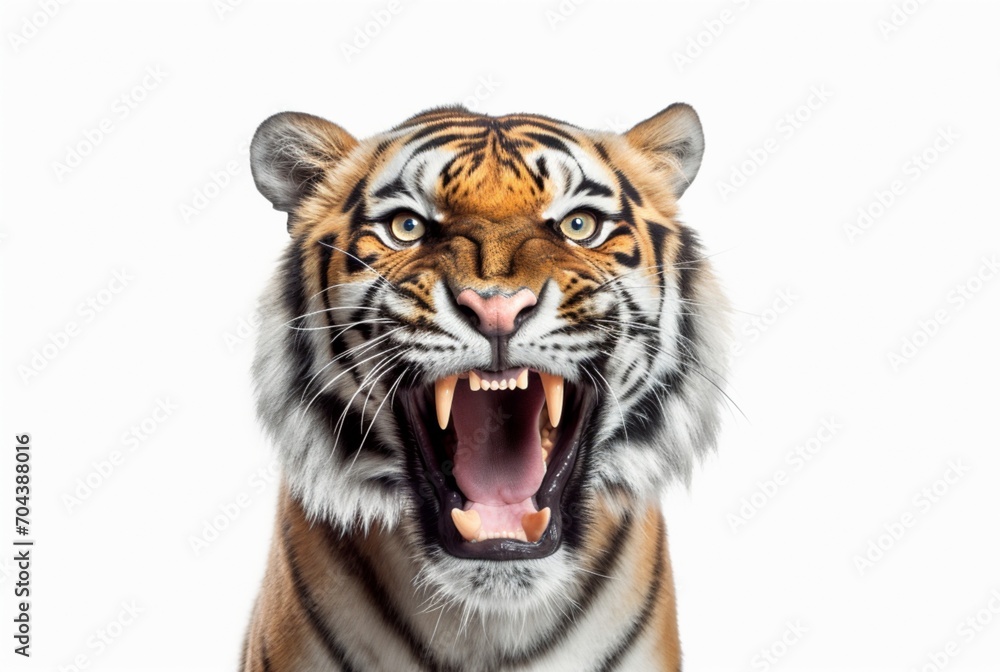 Naklejka premium roaring tiger isolated on white background. generative ai